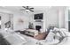 Inviting living room featuring fireplace, TV, and views into back yard at 3478 Crayton Glen Way, Buford, GA 30519