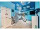 bedroom with whimsical cloud ceiling, bunk bed, and decor at 415 Damascus Ct, Fairburn, GA 30213