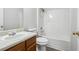 Cozy bathroom featuring a shower-tub combo and vanity with a sink at 210 Millpond Pkwy, Villa Rica, GA 30180