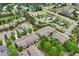 Overhead shot of a neighborhood with a playground, walking paths, and a variety of home styles at 4934 Wyeth Way, Johns Creek, GA 30022