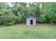 Exterior view of a backyard storage shed at 3891 Northstrand Dr, Decatur, GA 30035