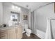 Bathroom with vanity, granite countertops, a mirror and a shower with a curtain at 563 Memorial Se Dr # 504, Atlanta, GA 30312