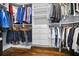 Walk-in closet with custom shelving and organizational spaces for clothing and accessories at 5950 Thoroughbred Way, Suwanee, GA 30024