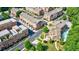 Aerial view of new townhome community with clubhouse and pool at 900 River Vista Dr, Atlanta, GA 30339