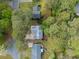 Aerial view of a property nestled among mature trees in a residential neighborhood at 2199 Summertown Dr, Norcross, GA 30071