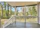 Back porch with wood floors and white railings providing a view of the surrounding wooded area at , Atlanta, GA 30311