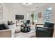 Bright living room with a TV, hardwood floors, sofa, and matching chairs at , Atlanta, GA 30311