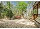 Mature, expansive yard with a multi-level wooden deck and stairs leading up to the house at 5145 Southlake Dr, Alpharetta, GA 30005