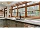Sunlit kitchen featuring granite countertops, stainless sink and a garden view through the large framed window at 2962 Norman Cir, Duluth, GA 30096