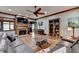 Spacious living room features hardwood floors, fireplace, and custom-built bookshelf at 2962 Norman Cir, Duluth, GA 30096