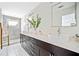 Modern bathroom with double vanity, vessel sinks, and a glass-enclosed tiled shower at 1276 Dahlgren Se Ln, Atlanta, GA 30316
