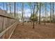 The backyard features mature trees providing shade and privacy, and a wooden fence providing security at 2155 Westwind Dr, Roswell, GA 30075