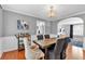 Formal dining room with wainscoting, hardwood floors, and elegant lighting for a refined dining experience at 2155 Westwind Dr, Roswell, GA 30075