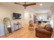 Bright living room featuring hardwood floors and contemporary décor at 5085 Lake Dr, Forest Park, GA 30297
