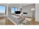 Modern living room features a sleek sofa, a cozy fireplace, and panoramic views of the city skyline at 2828 Peachtree Nw Rd # 3100, Atlanta, GA 30305