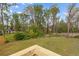 Spacious backyard showcasing a well-maintained lawn, mature trees, and a charming view from the deck at 1185 Winterberry Ct, Lawrenceville, GA 30043