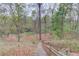 Tranquil backyard with wooded views and staircase leading to the water at 1343 Riverview Run Ln, Suwanee, GA 30024