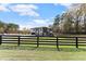 Modern home set back from road with extensive lawn area, partial fencing and blue skies at 1688 Mineral Springs Rd, Hoschton, GA 30548