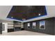 Modern living room with a dark ceiling, a fireplace, and bright lighting at 1688 Mineral Springs Rd, Hoschton, GA 30548