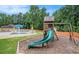 Community playground features a slide and swing set beside the swimming pool and deck area at 113 Citadel Dr, Hampton, GA 30228