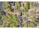 Aerial view of a home near a lake, with mature trees and a well-maintained yard at 10845 Shallowford Rd, Roswell, GA 30075