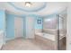 This updated bathroom has a large soaking tub and a glass enclosed shower at 4020 Balleycastle Ln, Duluth, GA 30097