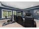 Home theater with exercise bike, tiered seating, television and recessed lighting at 4020 Balleycastle Ln, Duluth, GA 30097