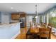 Sunny eat-in kitchen features hardwood floors, stainless steel appliances and beautiful backyard views at 4020 Balleycastle Ln, Duluth, GA 30097