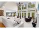 Spacious living room with soaring ceilings, fireplace, floor-to-ceiling windows and comfortable seating at 4020 Balleycastle Ln, Duluth, GA 30097