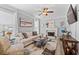 Cozy living room with a fireplace, neutral color palette, and plenty of natural light from large windows at 3806 Carriage House Dr, Cumming, GA 30040