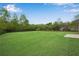 Expansive backyard with lush green grass, mature trees, and a concrete slab ideal for outdoor activities at 111 Shenandoah Ct, Hiram, GA 30141