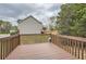 Spacious wooden deck overlooking a private backyard, surrounded by mature trees and lush landscaping at 5997 Tate Dr, Austell, GA 30106