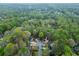 Aerial view of the property nestled among lush trees and greenery in a suburban neighborhood at 1810 Talbot Ct, Lawrenceville, GA 30044