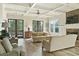 Inviting living room with coffered ceilings, fireplace, and access to the outside balcony at 1610 Apollo Dr, Suwanee, GA 30024