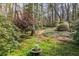 Beautiful backyard featuring walking paths, mature trees, and lush landscaping for a tranquil outdoor space at 6795 Brandon Mill Rd, Atlanta, GA 30328