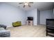 Bedroom with a ceiling fan, neutral carpet, and eclectic furniture at 9176 Lakeview Parkway, Villa Rica, GA 30180
