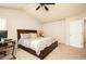 Comfortable main bedroom with vaulted ceiling features a bed and desk space at 246 Cavendar Way # 16, Marietta, GA 30066