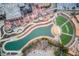 An aerial view of an outdoor amphitheater with a water feature at 5036 Maplecliff Dr, Sugar Hill, GA 30518