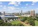 Beautiful city view showcasing the skyline, green spaces, and a clear blue sky with fluffy clouds at 250 Park Avenue West Nw # 313, Atlanta, GA 30313