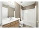 Cozy bathroom featuring a vanity and shower/tub combo at 2572 Avery Park Cir, Doraville, GA 30360