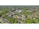 Aerial view of the home's location near schools and sports facilities within a wooded residential area at 1010 Allenbrook Ln, Roswell, GA 30075