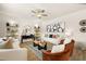 Stylish living room with cozy seating, modern decor, ceiling fan, and a jute rug, creating a welcoming space at 112 Maplewood Ln, Conyers, GA 30094