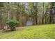 View of backyard with shed and tree coverage at 328 Allatoona Shores Dr, Canton, GA 30114