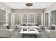 Bright sunroom featuring a neutral sofa, two chairs, and four large windows at 328 Allatoona Shores Dr, Canton, GA 30114