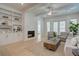 Cozy living room with built-in shelves, fireplace, hardwood floors and comfortable seating near the windows at 724 Fairlane Dr, Marietta, GA 30064