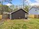 Cozy backyard featuring a dark wood paneled house with a fenced yard at 4540 Bryant Rd, Buford, GA 30518