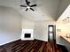 Inviting living room features dark hardwood floors and a cozy fireplace at 1864 Drew Cir, Austell, GA 30168