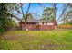 View of backyard with brick home and wooden fence at 1150 Tinsley Nw Dr, Conyers, GA 30012