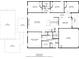 Detailed floor plan showing layout including living room, bedrooms, bathrooms, kitchen, dining room, deck, and patio at 313 Bonnie Sue Dr, Villa Rica, GA 30180