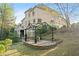 Backyard featuring an outdoor pergola and fire pit area with manicured lawn and mature trees at 4002 Moheb Sw St, Atlanta, GA 30331